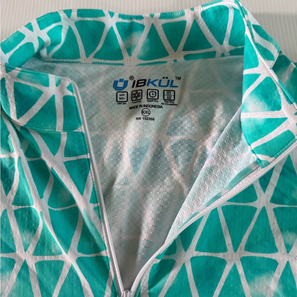 IBKUL 1/4 Zip Top Womens 2XL Quarter Zip Abstract Golf Tennis Mesh  Long Sleeves - Picture 2 of 11